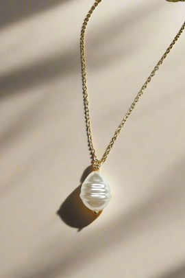 Ατσάλινο γυναικείο κολιέ Freshwater Pearl